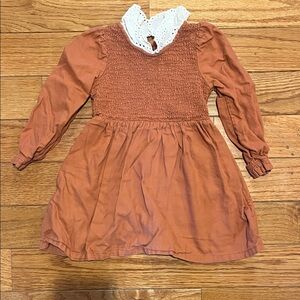 Wonder Nation Rust Long Sleeve Dress with White Collar